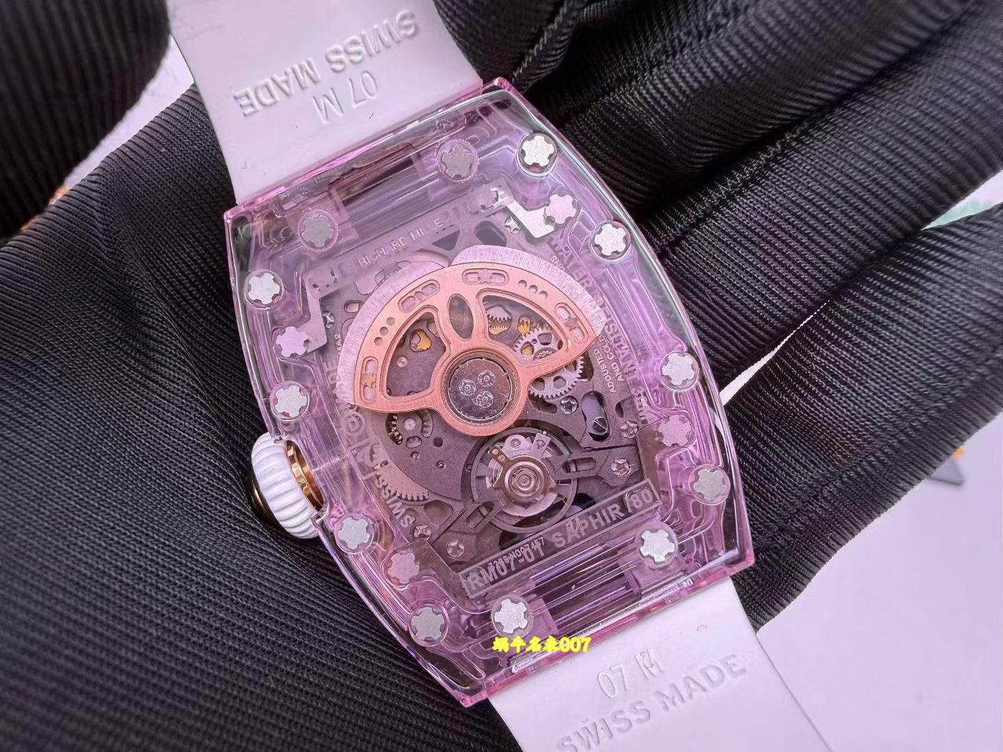高端定制 RM07-01粉水晶Richard Mille  RM 07-01红唇女表中国1:1复刻手表 /  