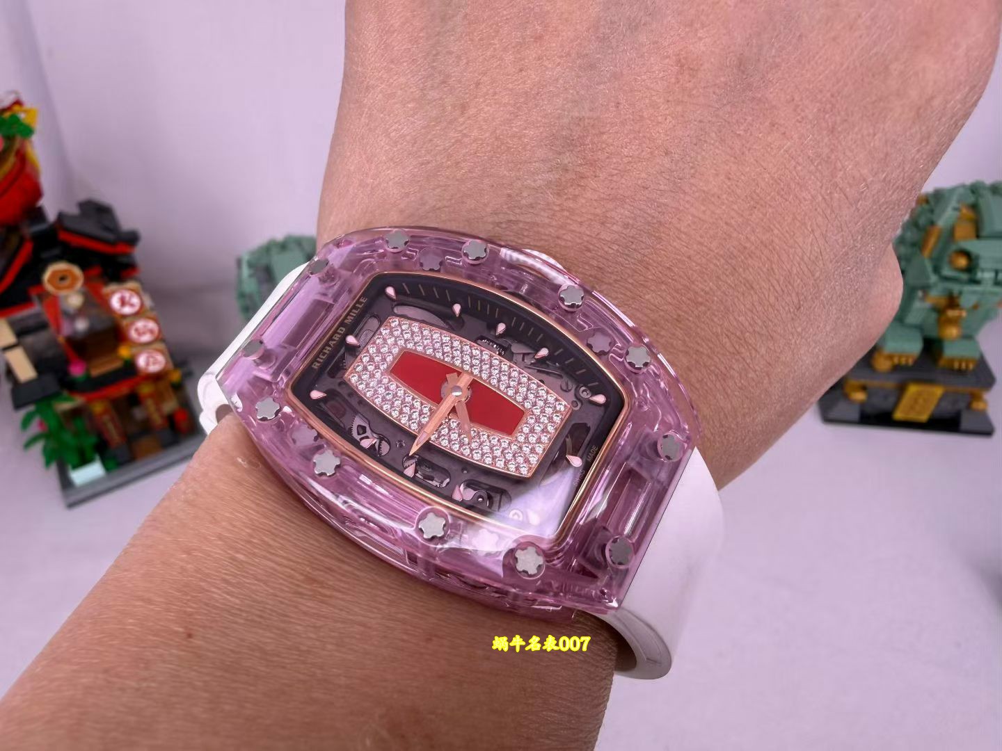 高端定制 RM07-01粉水晶Richard Mille  RM 07-01红唇女表中国1:1复刻手表 /  
