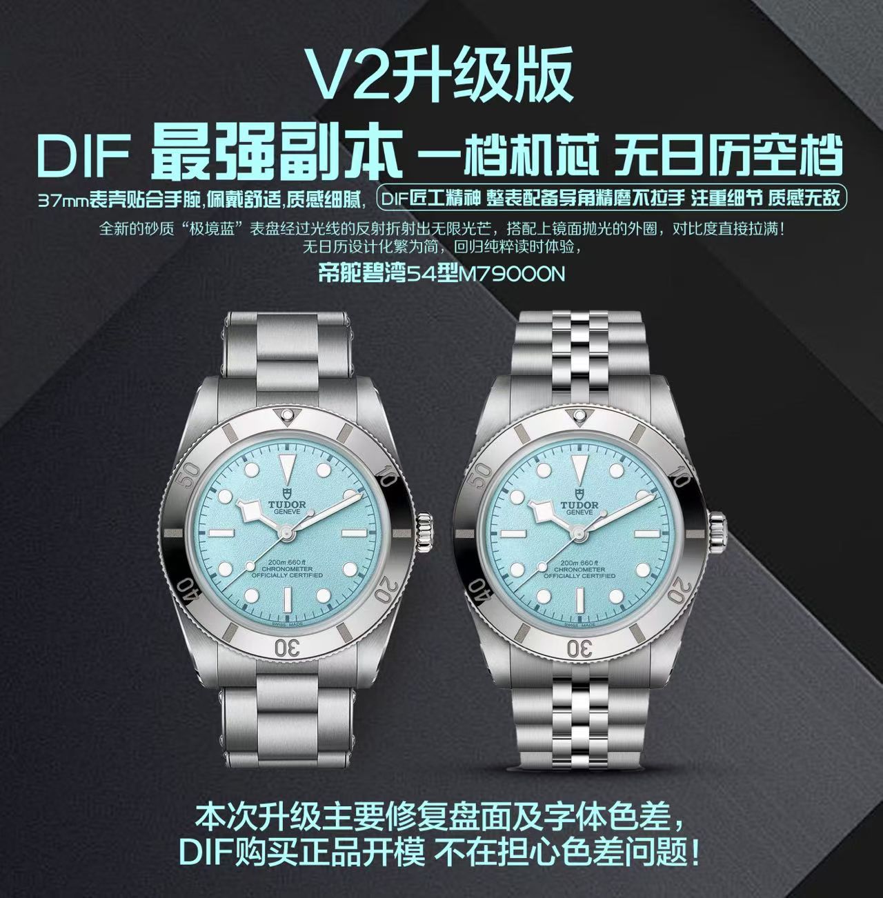 DIF V2帝舵碧湾54型一比一复刻手表M79000-0001腕表 /  