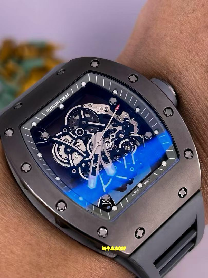 高端定制 小贵 Richard Mille RM 055理查德米勒表RM055白陶瓷 原装数据钛包胶壳套vaucher机芯 /  