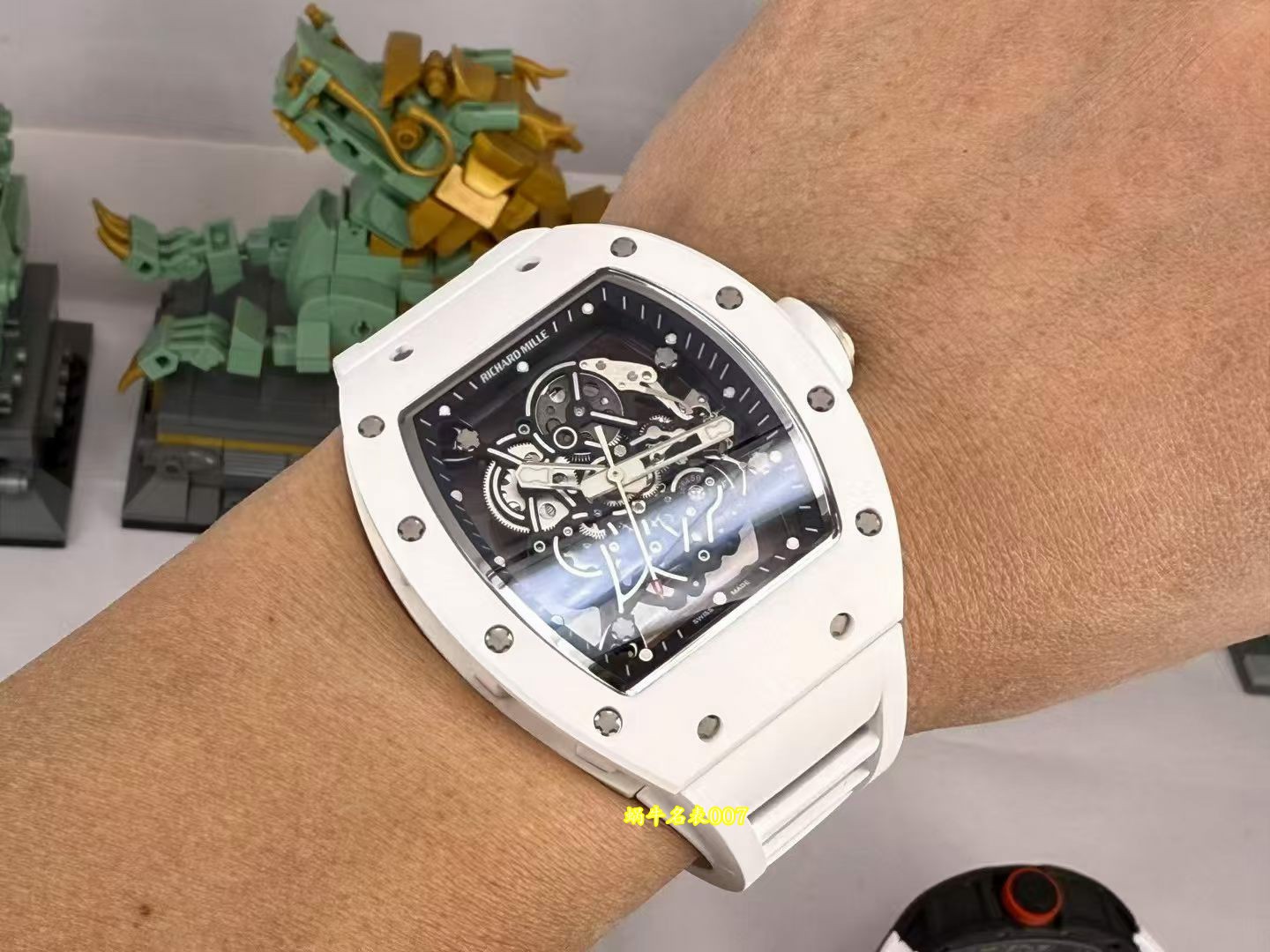 高端定制 小贵 Richard Mille RM 055理查德米勒表RM055白陶瓷 原装数据钛包胶壳套vaucher机芯 /  