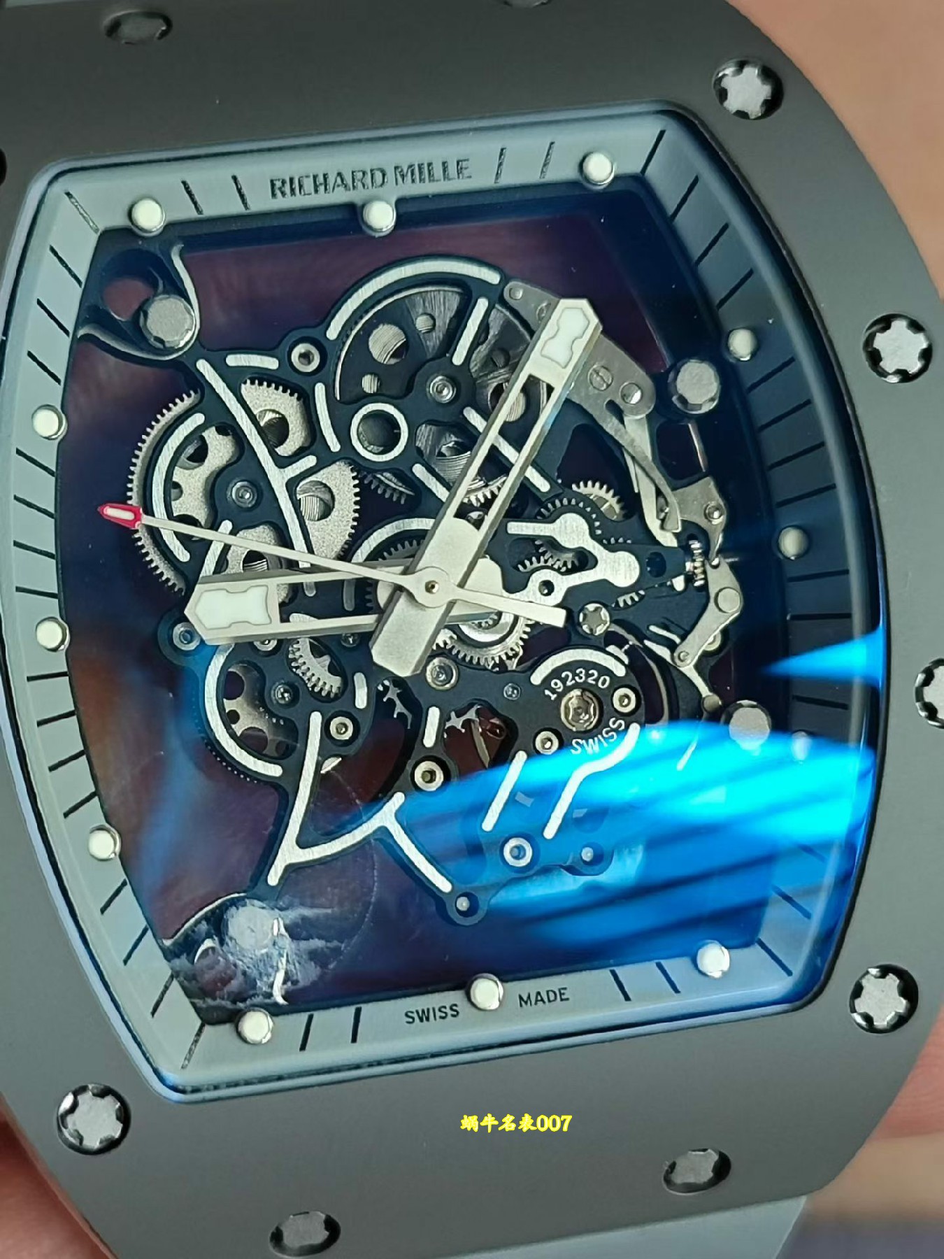 高端定制 小贵 Richard Mille RM 055理查德米勒表RM055白陶瓷 原装数据钛包胶壳套vaucher机芯 /  