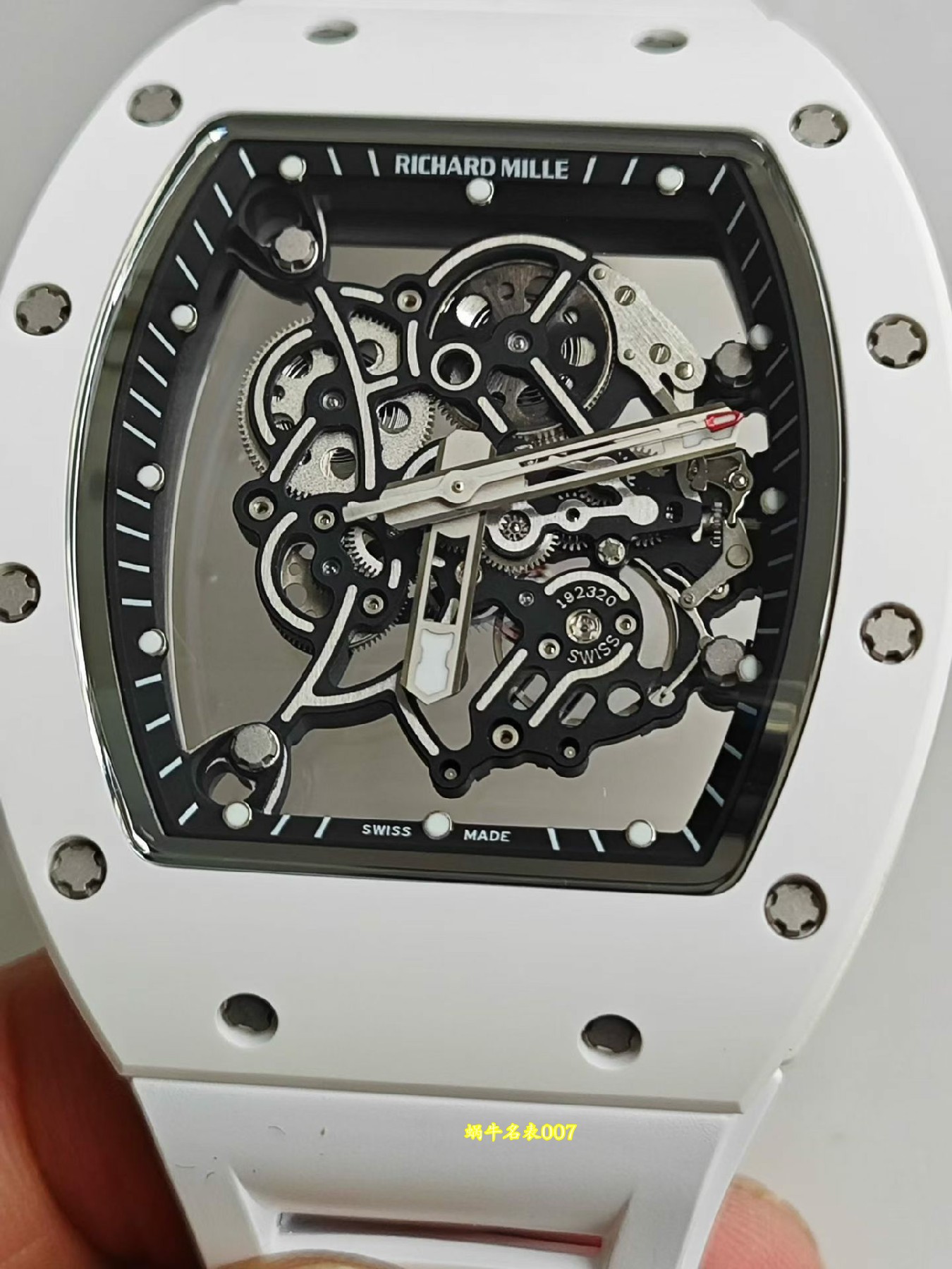 高端定制 小贵 Richard Mille RM 055理查德米勒表RM055白陶瓷 原装数据钛包胶壳套vaucher机芯 /  