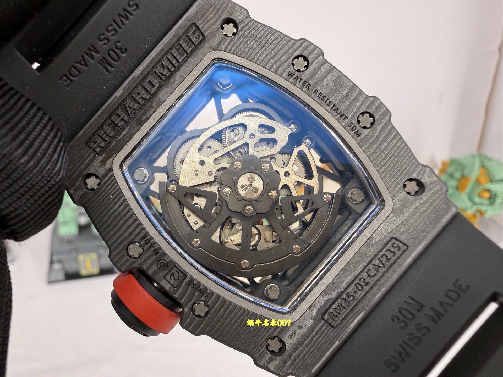私人定制版 黑魔RM35-02雪花钻 真vaucher机芯 Richard Mille 改装手表 /  