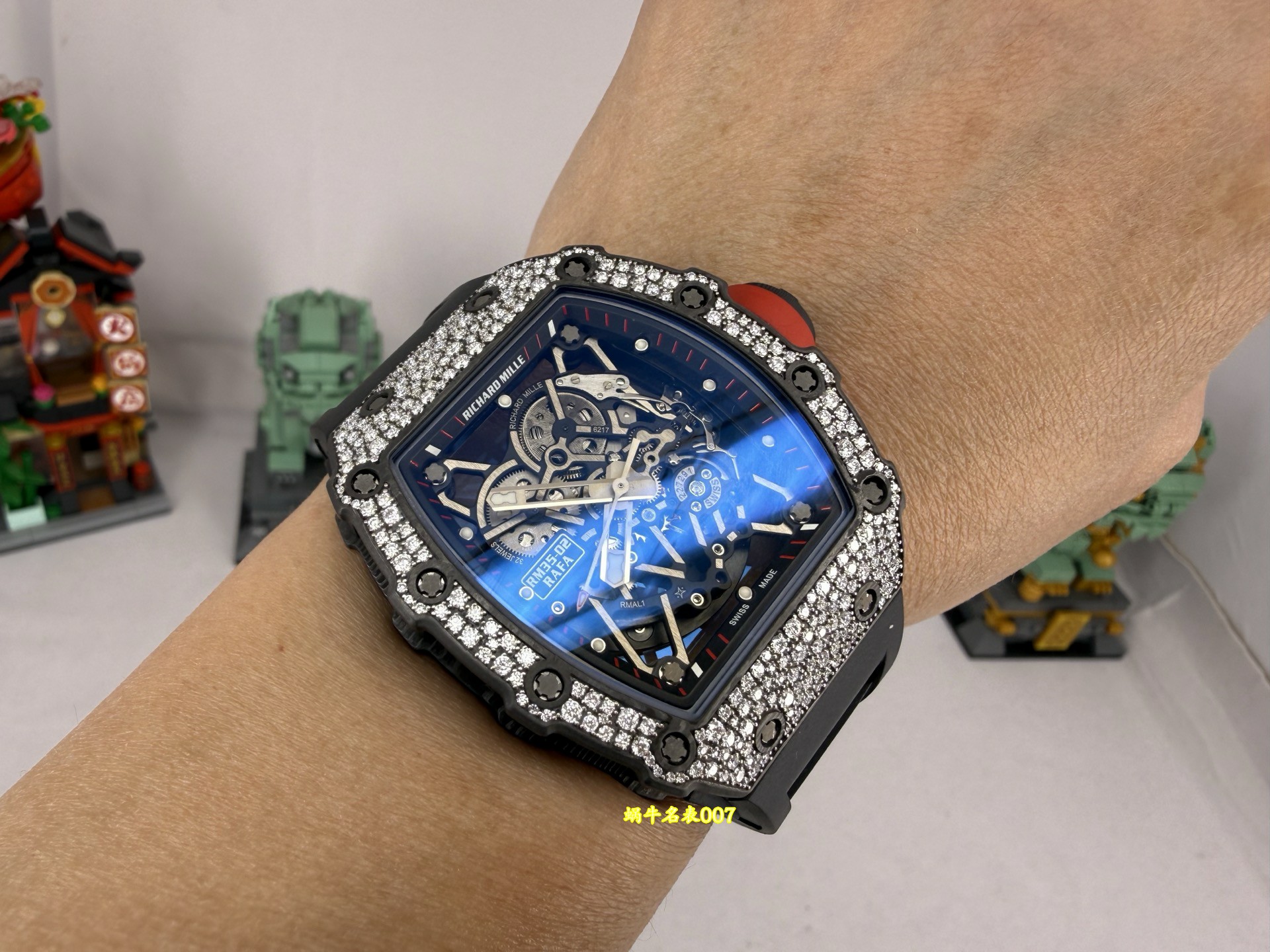 私人定制版 黑魔RM35-02雪花钻 真vaucher机芯 Richard Mille 改装手表 /  