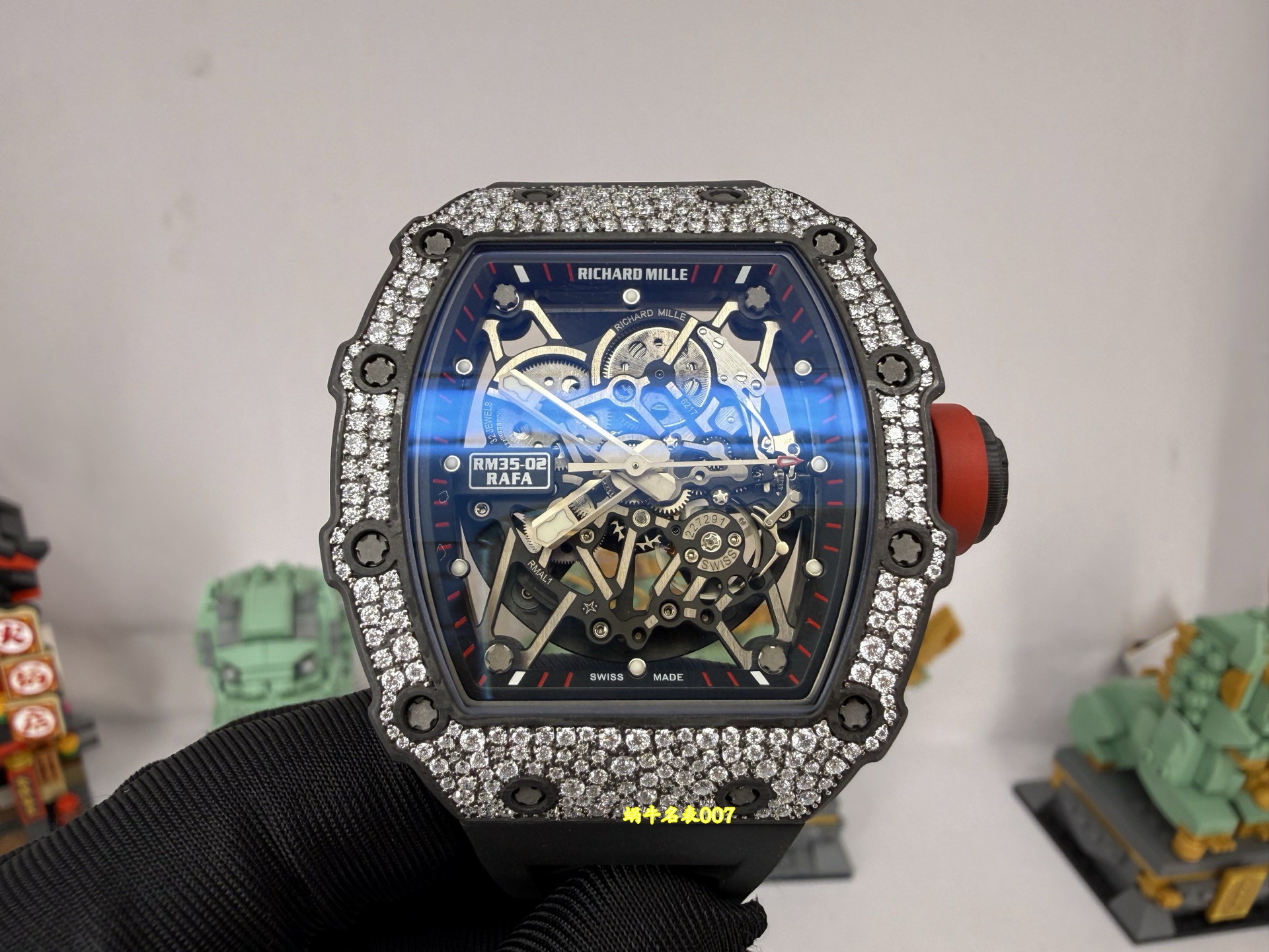 私人定制版 黑魔RM35-02雪花钻 真vaucher机芯 Richard Mille 改装手表 /  