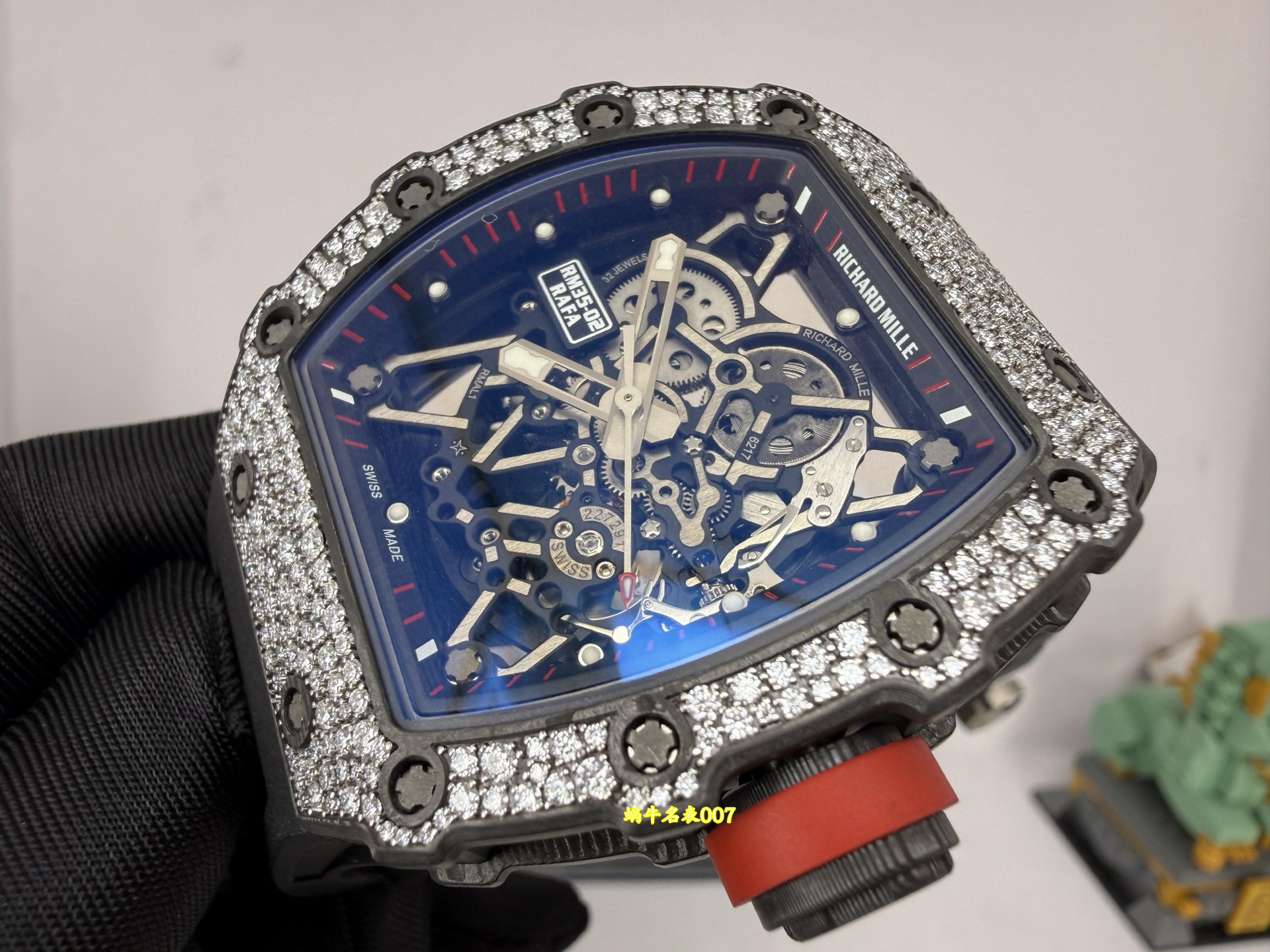私人定制版 黑魔RM35-02雪花钻 真vaucher机芯 Richard Mille 改装手表 /  