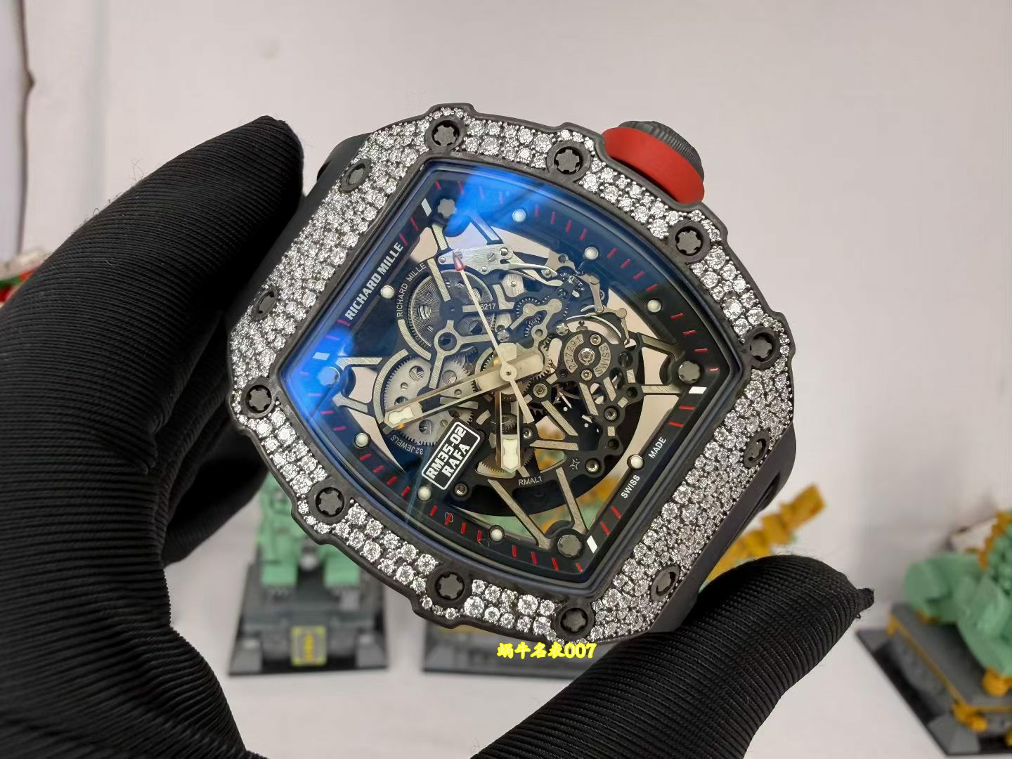 私人定制版 黑魔RM35-02雪花钻 真vaucher机芯 Richard Mille 改装手表 /  