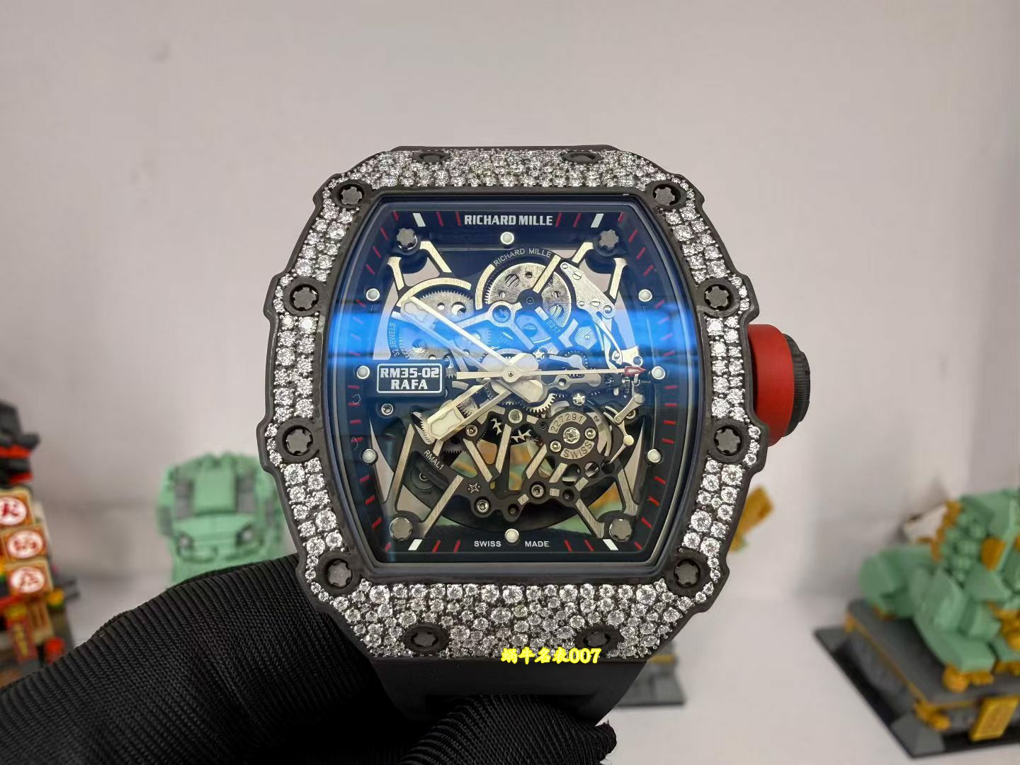 私人定制版 黑魔RM35-02雪花钻 真vaucher机芯 Richard Mille 改装手表 /  