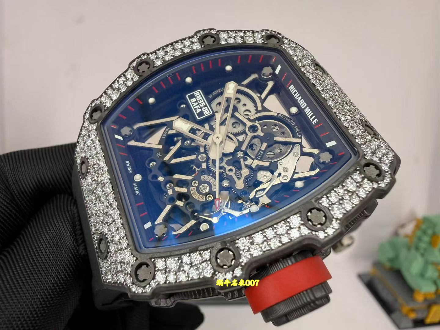 私人定制版 黑魔RM35-02雪花钻 真vaucher机芯 Richard Mille 改装手表 /  