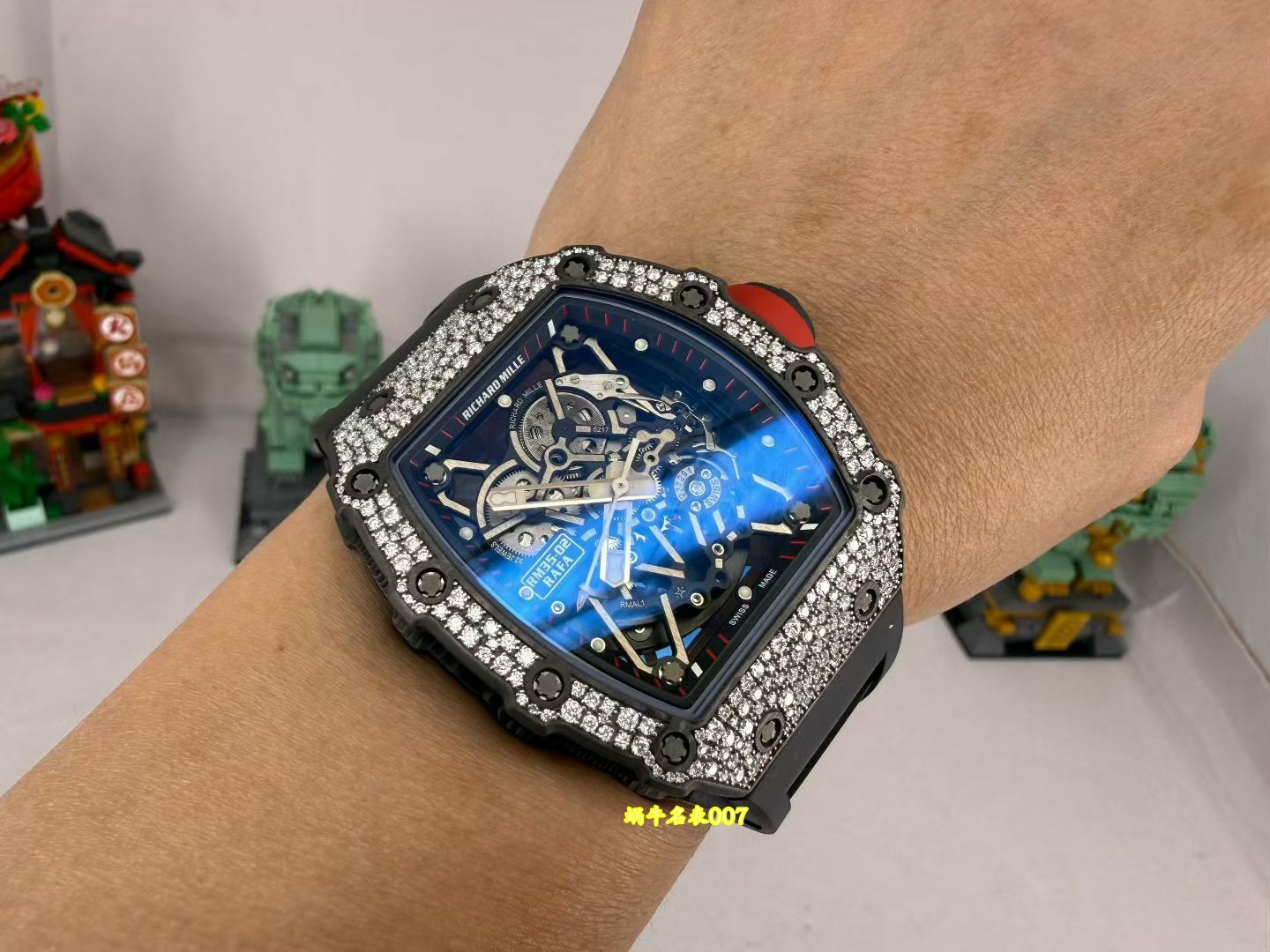 私人定制版 黑魔RM35-02雪花钻 真vaucher机芯 Richard Mille 改装手表 /  