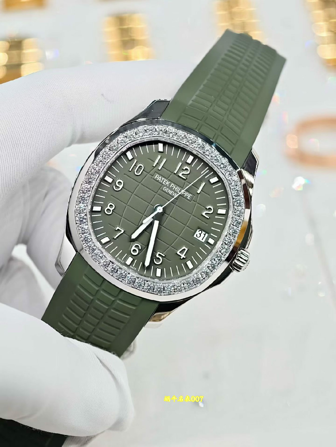 高级定制包金真钻 Patek Philippe replica watch百达翡丽AQUANAUT 5267/200A-011復刻手錶腕表 /  