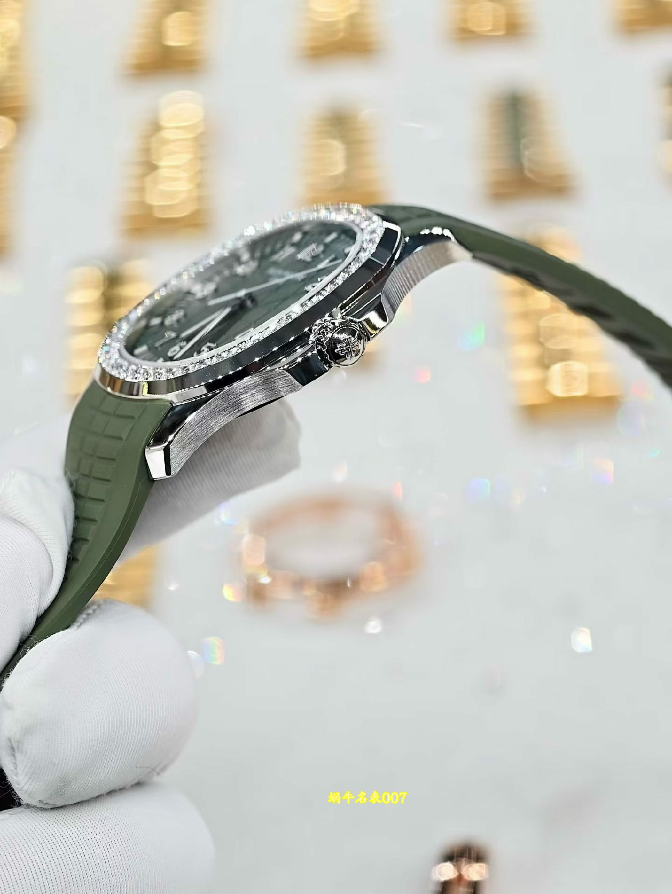高级定制包金真钻 Patek Philippe replica watch百达翡丽AQUANAUT 5267/200A-011復刻手錶腕表 /  