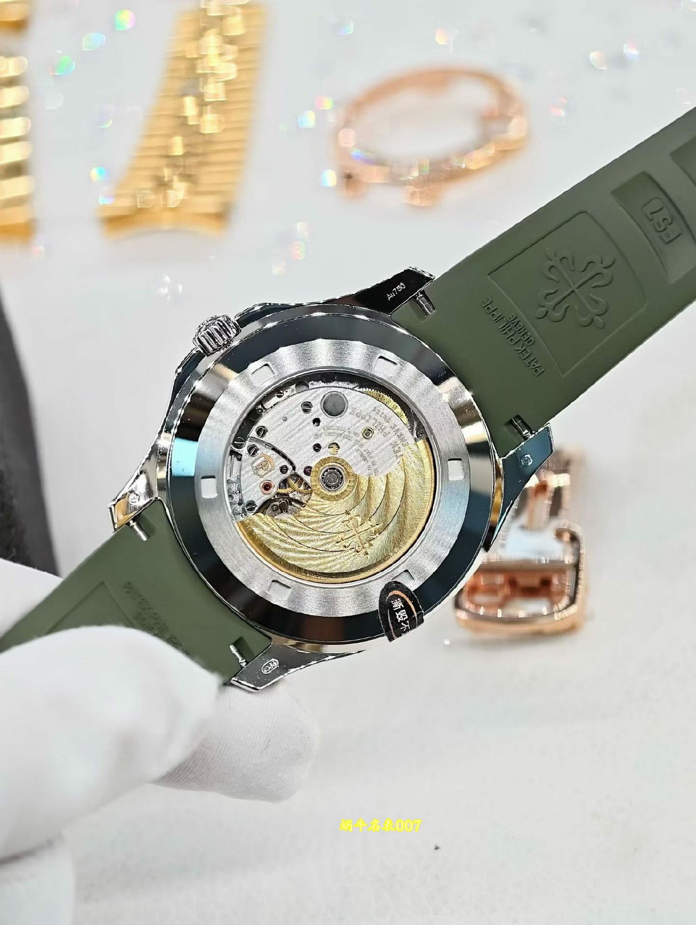 高级定制包金真钻 Patek Philippe replica watch百达翡丽AQUANAUT 5267/200A-011復刻手錶腕表 /  