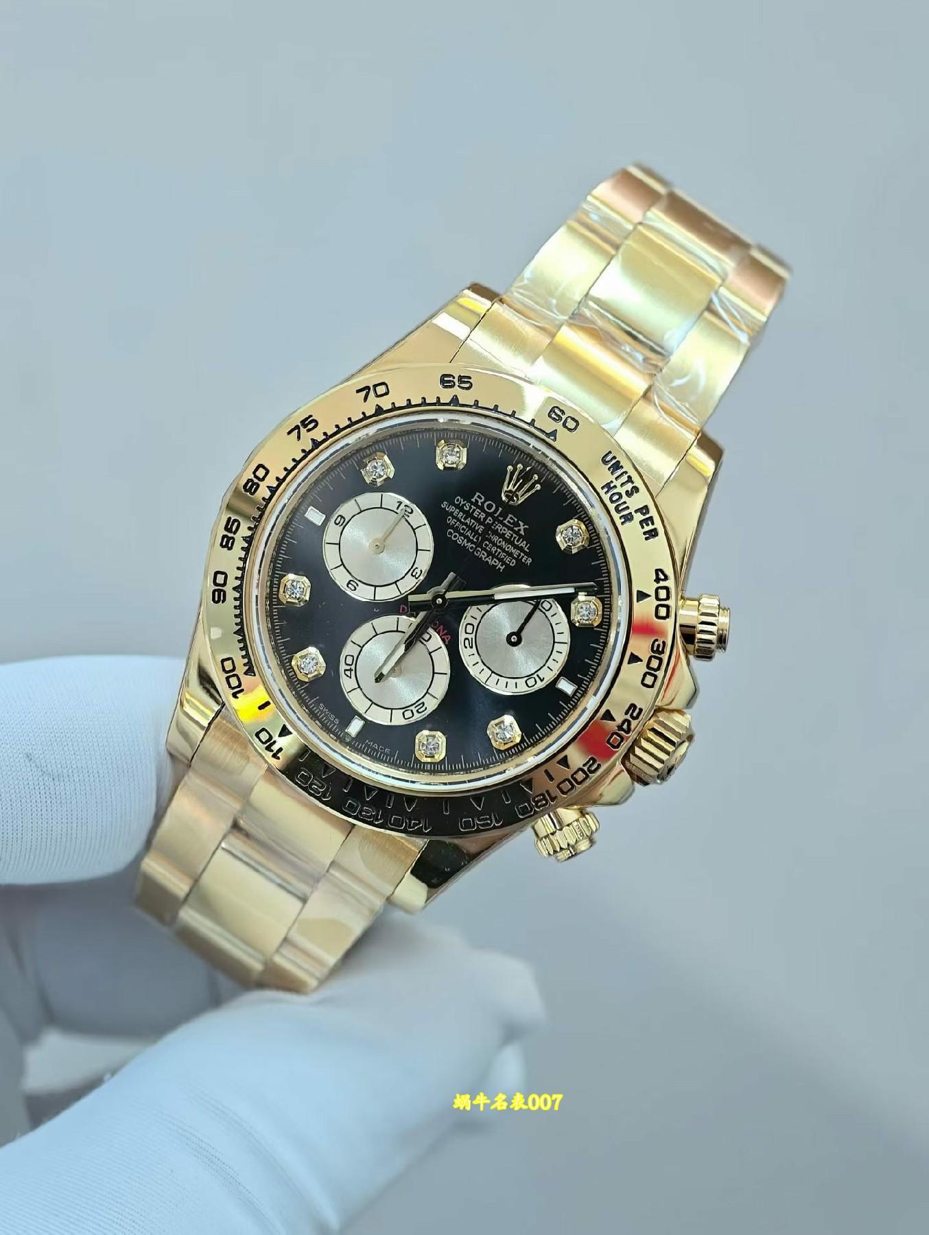 改装定制包金真钻加工 劳力士迪通拿 Rolex Daytona replica watch custom gold and diamonds m126508-0003腕表 /  