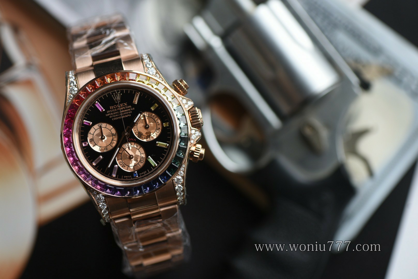 劳真钻包金 力士迪通拿彩虹迪116595 RBOW 高仿手表腕錶 replica Rolex watch Rainbow /  