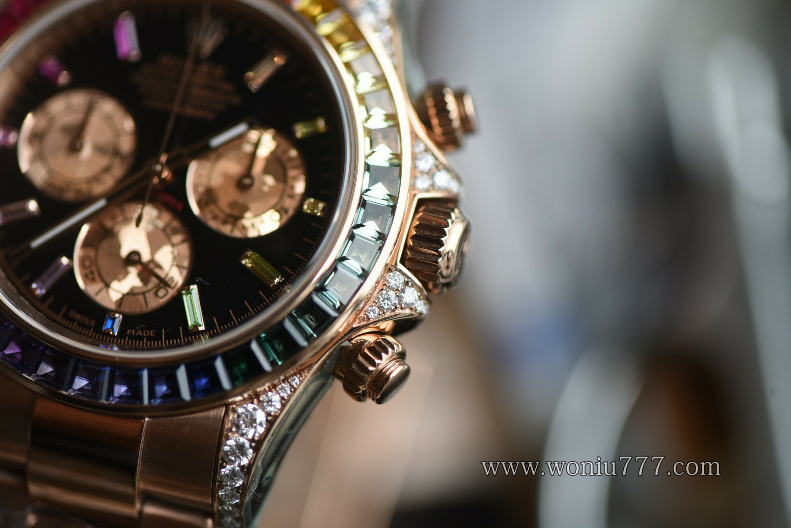 劳真钻包金 力士迪通拿彩虹迪116595 RBOW 高仿手表腕錶 replica Rolex watch Rainbow /  