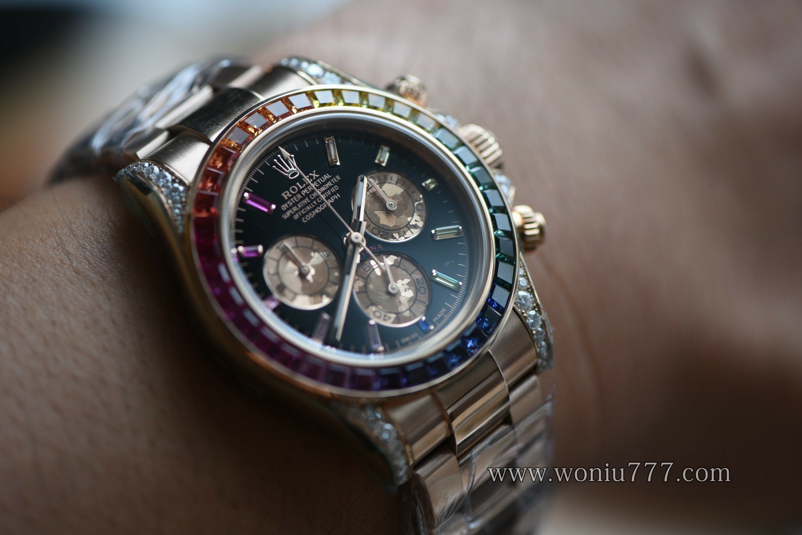 劳真钻包金 力士迪通拿彩虹迪116595 RBOW 高仿手表腕錶 replica Rolex watch Rainbow /  