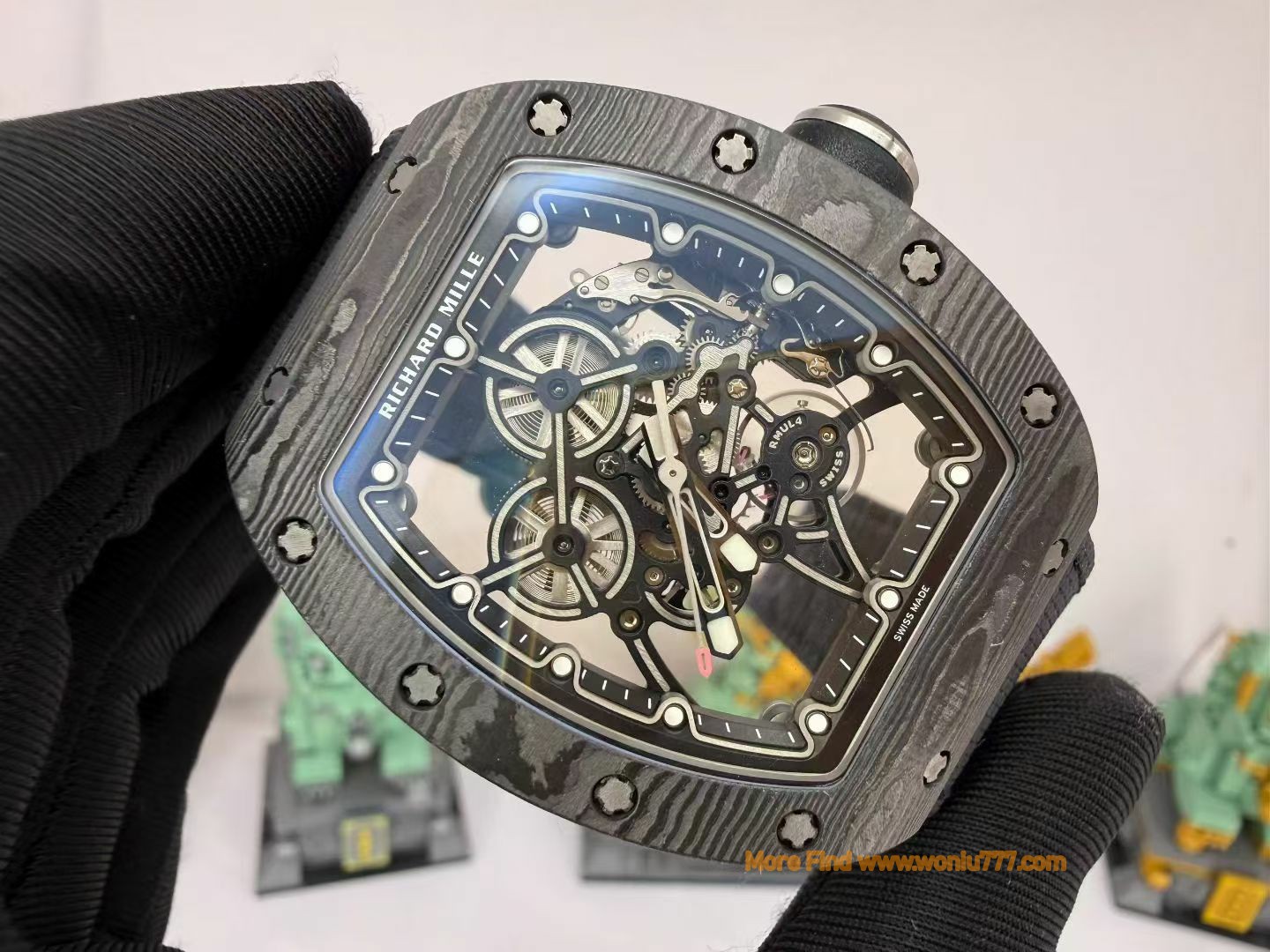 Modified and customized Richard Mille Men's Series RM 55-01Carbon TPT® Carbon Fiber watch /  