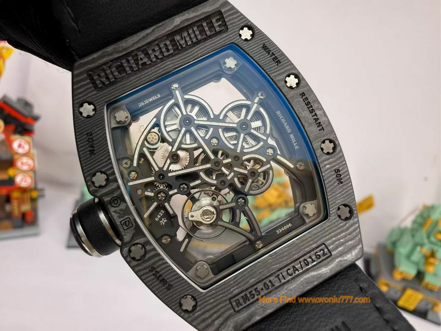 Modified and customized Richard Mille Men's Series RM 55-01Carbon TPT® Carbon Fiber watch /  