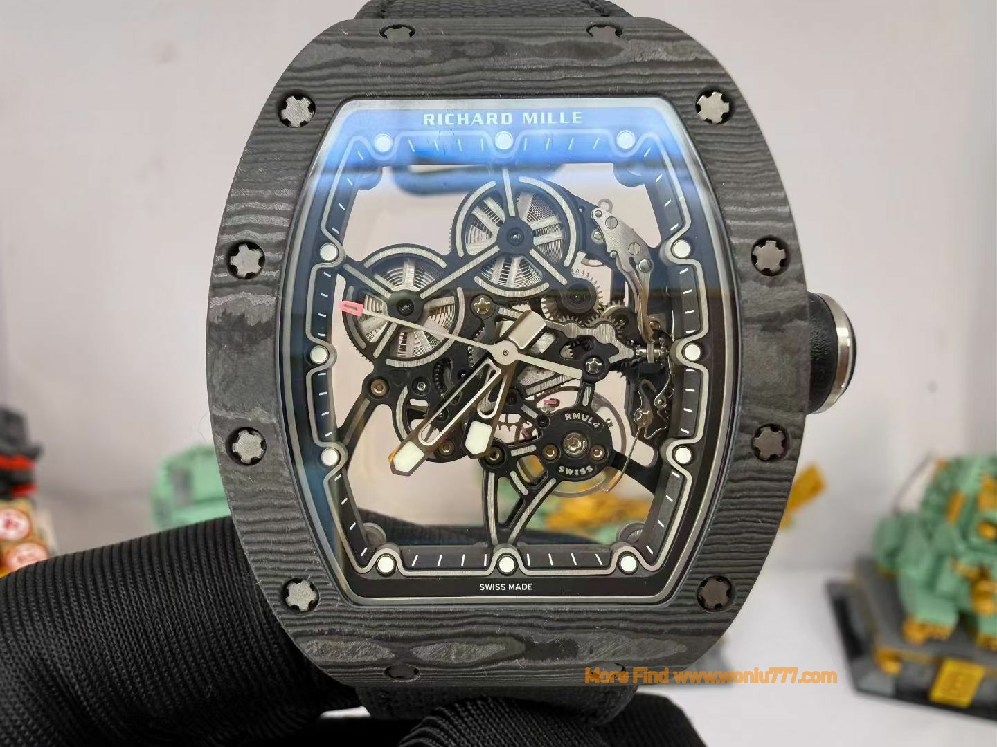 Modified and customized Richard Mille Men's Series RM 55-01Carbon TPT® Carbon Fiber watch /  