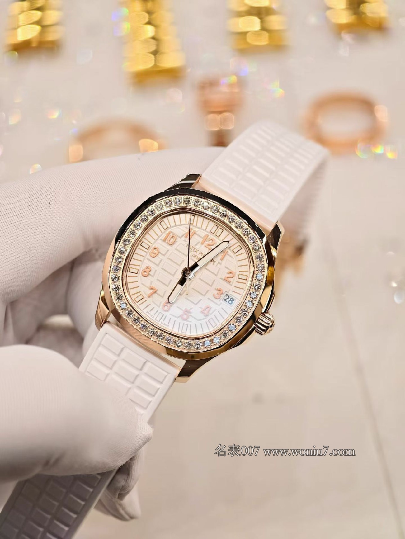 客户改装定制 包金真钻 百达翡丽AQUANAUT系列5068R-010女士腕表 /  